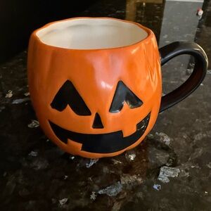 Sur La Table - Pumpkin Face Orange and Black Mug